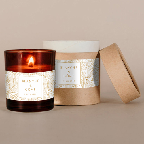 Bougie ambrée de mariage Chantilly à personnaliser
