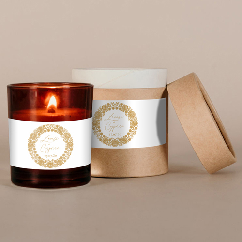 Bougie ambrée de mariage Clovelly à personnaliser