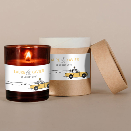 Bougie ambrée de mariage Décapotable à personnaliser