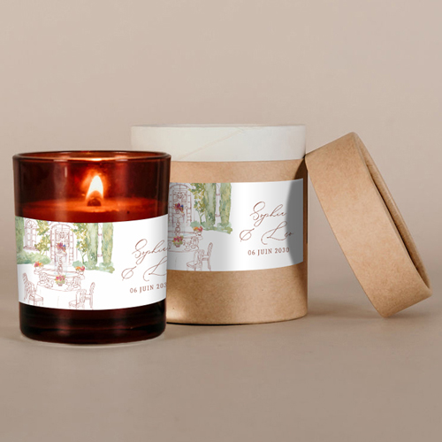 Bougie ambrée de mariage La Bâtisse à personnaliser