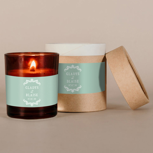 Bougie ambrée de mariage Lacewood à personnaliser