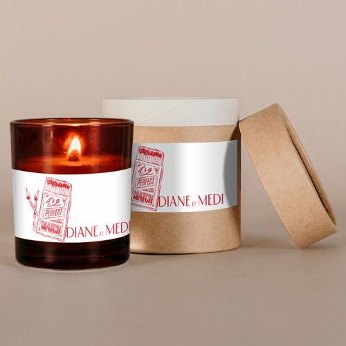 Bougie ambrée de mariage Le Match à personnaliser