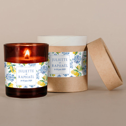 Bougie ambrée de mariage Lemon Vibes à personnaliser