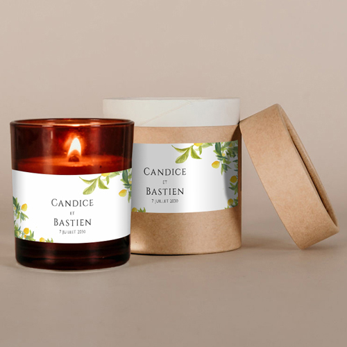 Bougie ambrée de mariage Limonier à personnaliser