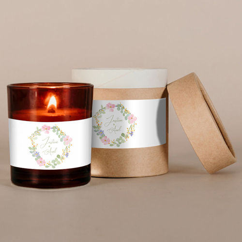 Bougie ambrée de mariage Rosée à personnaliser