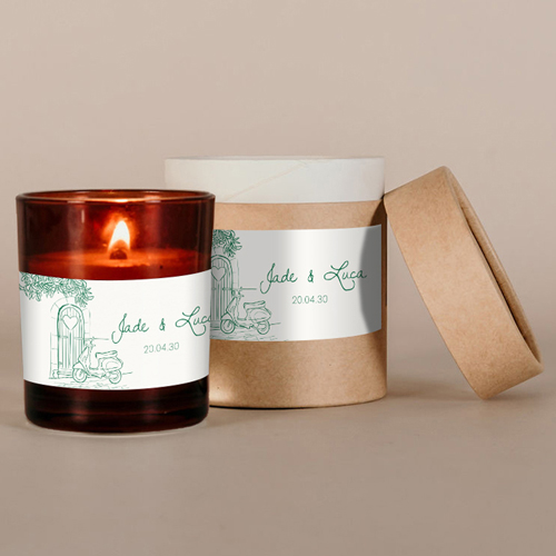 Bougie ambrée de mariage Stella à personnaliser