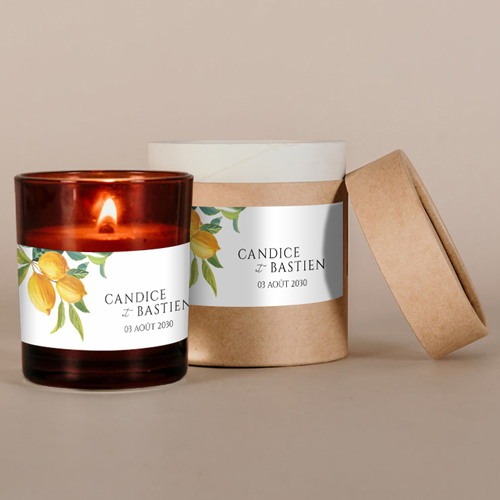 Bougie ambrée de mariage Zest à personnaliser