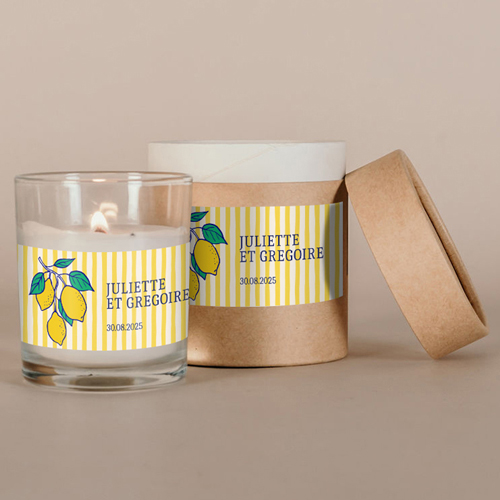 Bougie blanche de mariage Acidulé à personnaliser