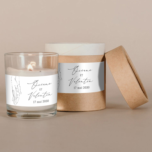 Bougie blanche de mariage Alliance à personnaliser