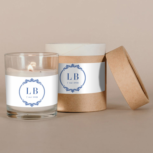 Bougie blanche de mariage Armand à personnaliser