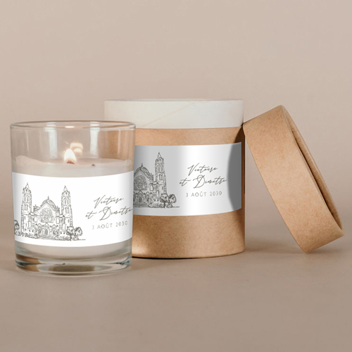Bougie blanche de mariage Basilia à personnaliser