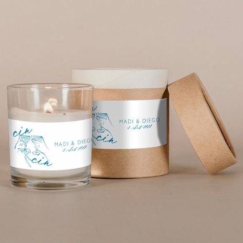 Bougie blanche de mariage Cincin à personnaliser