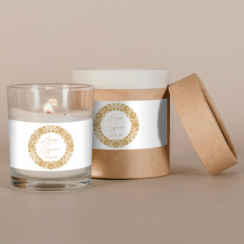 Bougie blanche de mariage Clovelly à personnaliser