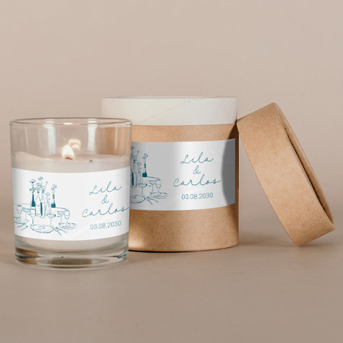 Bougie blanche de mariage Constance à personnaliser