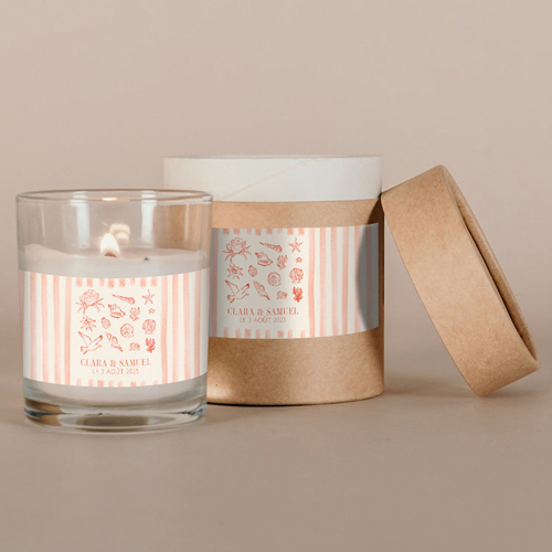 Bougie blanche de mariage Coralia à personnaliser