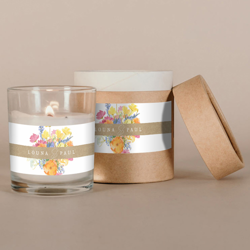 Bougie blanche de mariage Corolle à personnaliser