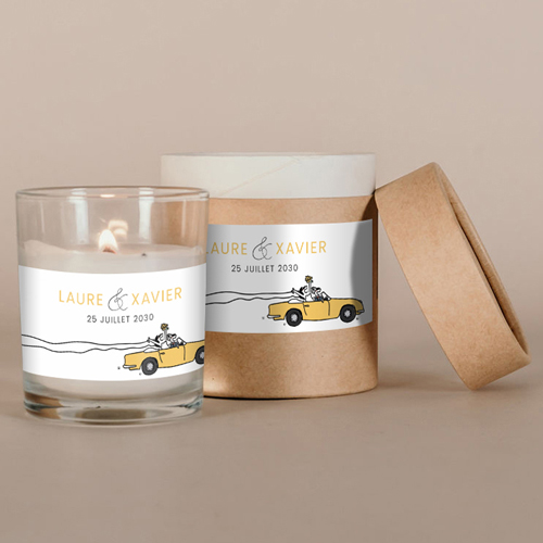 Bougie blanche de mariage Décapotable à personnaliser