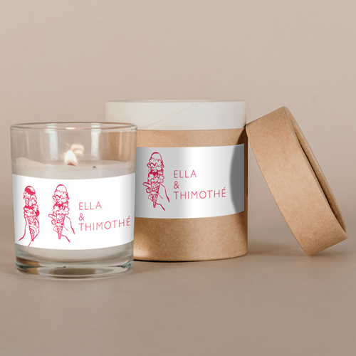 Bougie blanche de mariage Gelati à personnaliser