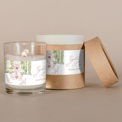 Bougie blanche de mariage La Bâtisse à personnaliser