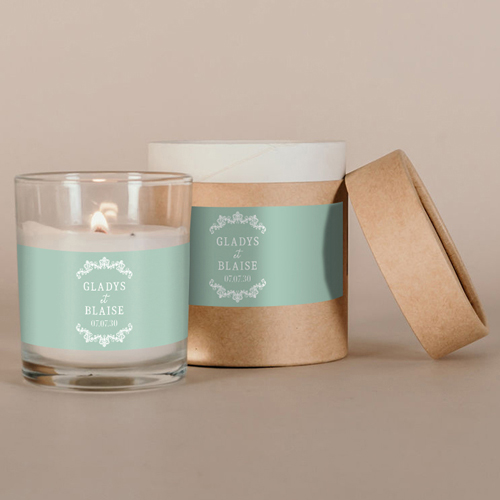 Bougie blanche de mariage Lacewood à personnaliser