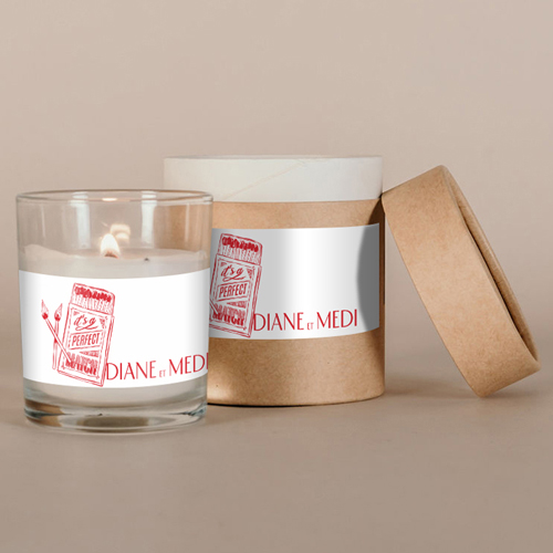 Bougie blanche de mariage Le Match à personnaliser