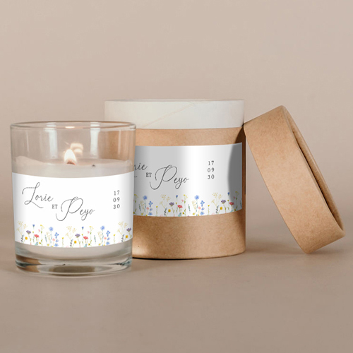 Bougie blanche de mariage Lisière à personnaliser