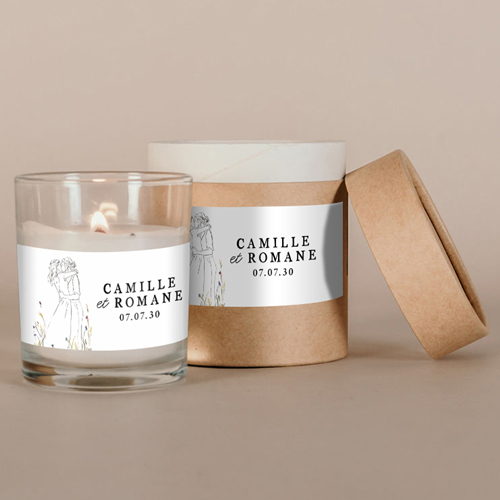 Bougie blanche de mariage Ôde Femmes à personnaliser