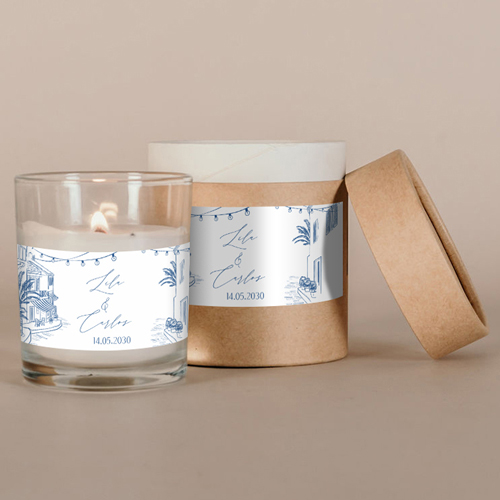 Bougie blanche de mariage Solenza à personnaliser
