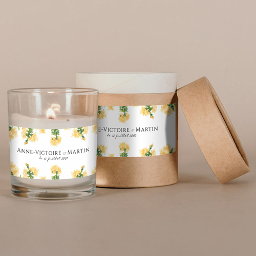 Bougie blanche de mariage Solstice à personnaliser