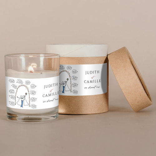 Bougie blanche de mariage Vive les Mariés à personnaliser