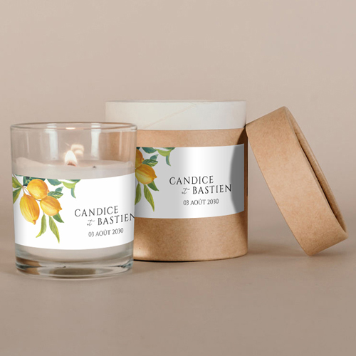 Bougie blanche de mariage Zest à personnaliser