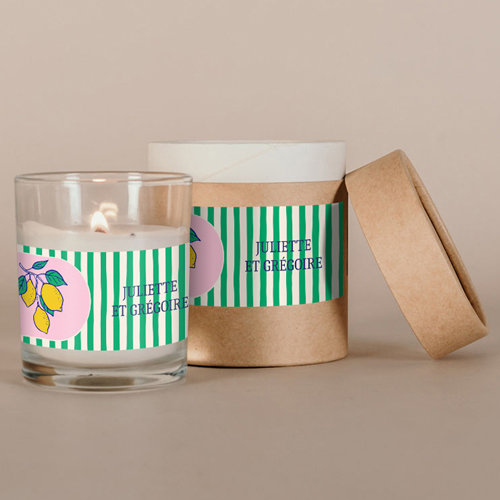 Bougie blanche de mariage Zestine à personnaliser