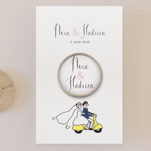 Pin's :univers de mariage Arrivée des mariés à personnaliser