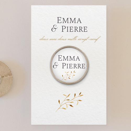 Pin's :univers de mariage Feuilles dorées à personnaliser