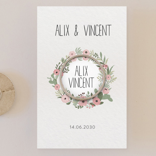 Pin's :univers de mariage Fleuri rose à personnaliser