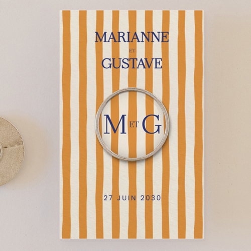 Pin's :univers de mariage Stripes Orange à personnaliser