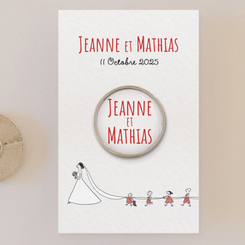 Pin's :univers de mariage Traîne de la mariée à personnaliser