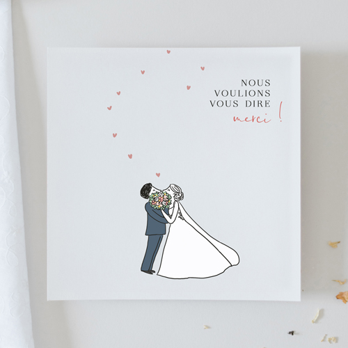 Remerciements de mariage Bouquet de bisous à personnaliser