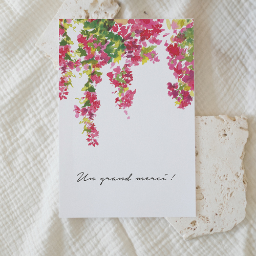Remerciements de mariage Fushia à personnaliser