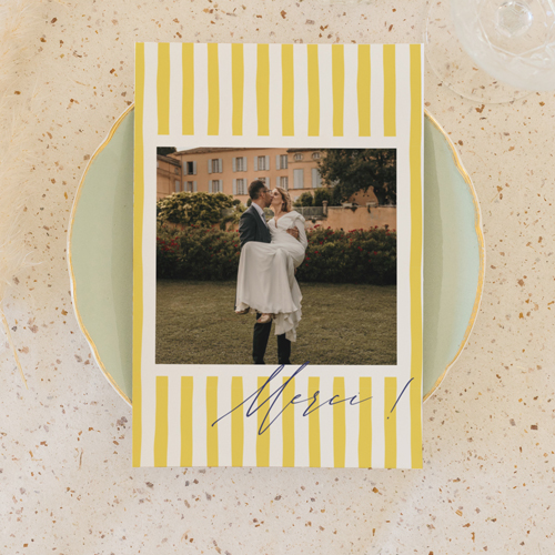 Remerciements de mariage Stripes Jaune à personnaliser