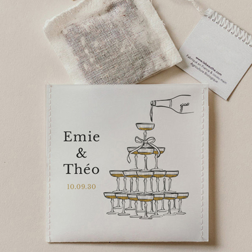 Sachet de thé de mariage Champagne à personnaliser