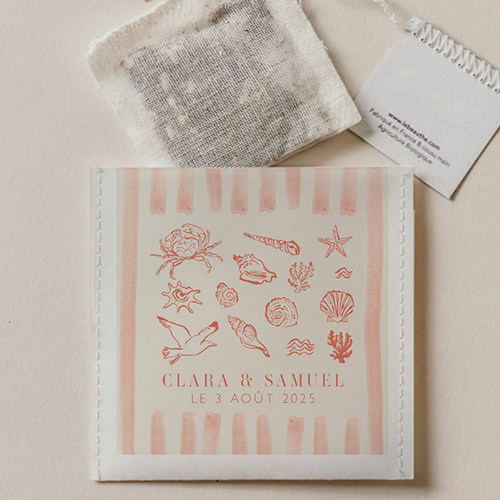 Sachet de thé de mariage Coralia à personnaliser