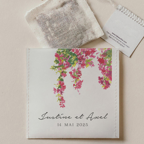 Sachet de thé de mariage Fushia à personnaliser
