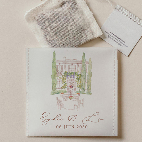 Sachet de thé de mariage La Bâtisse à personnaliser