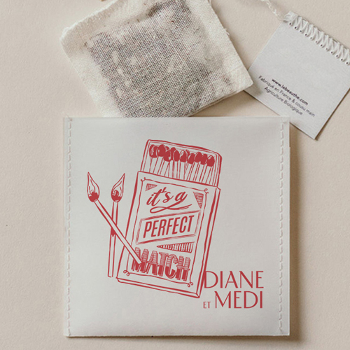 Sachet de thé de mariage Le Match à personnaliser