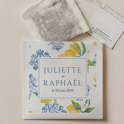 Sachet de thé de mariage Lemon Vibes à personnaliser
