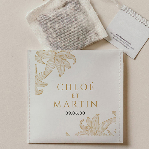 Sachet de thé de mariage Lys à personnaliser