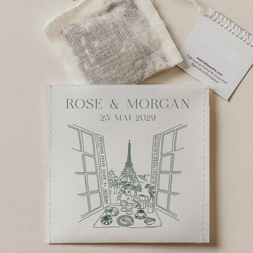 Sachet de thé de mariage Paris à personnaliser