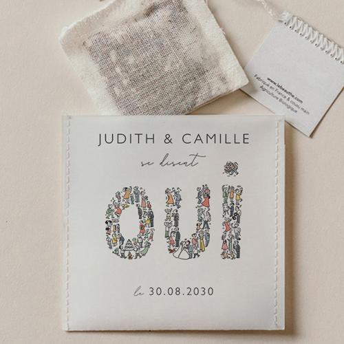 Sachet de thé de mariage Un grand Oui à personnaliser