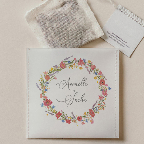 Sachet de thé de mariage Vermillon à personnaliser
